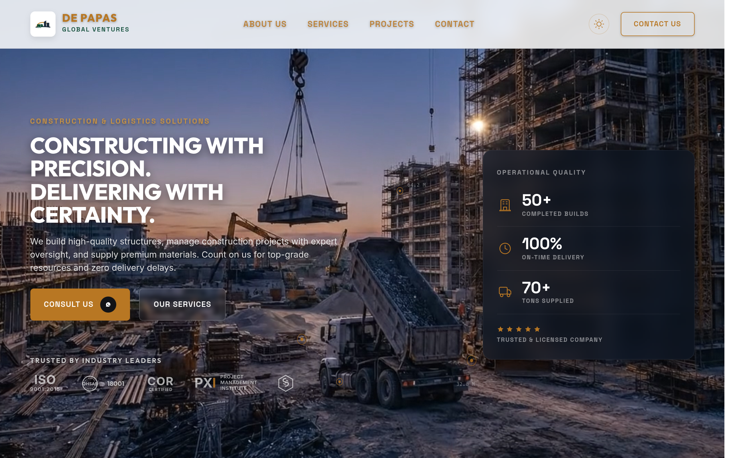 De Papas Global Ventures live website screenshot