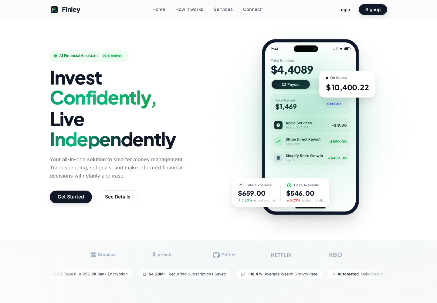 Finley live website screenshot