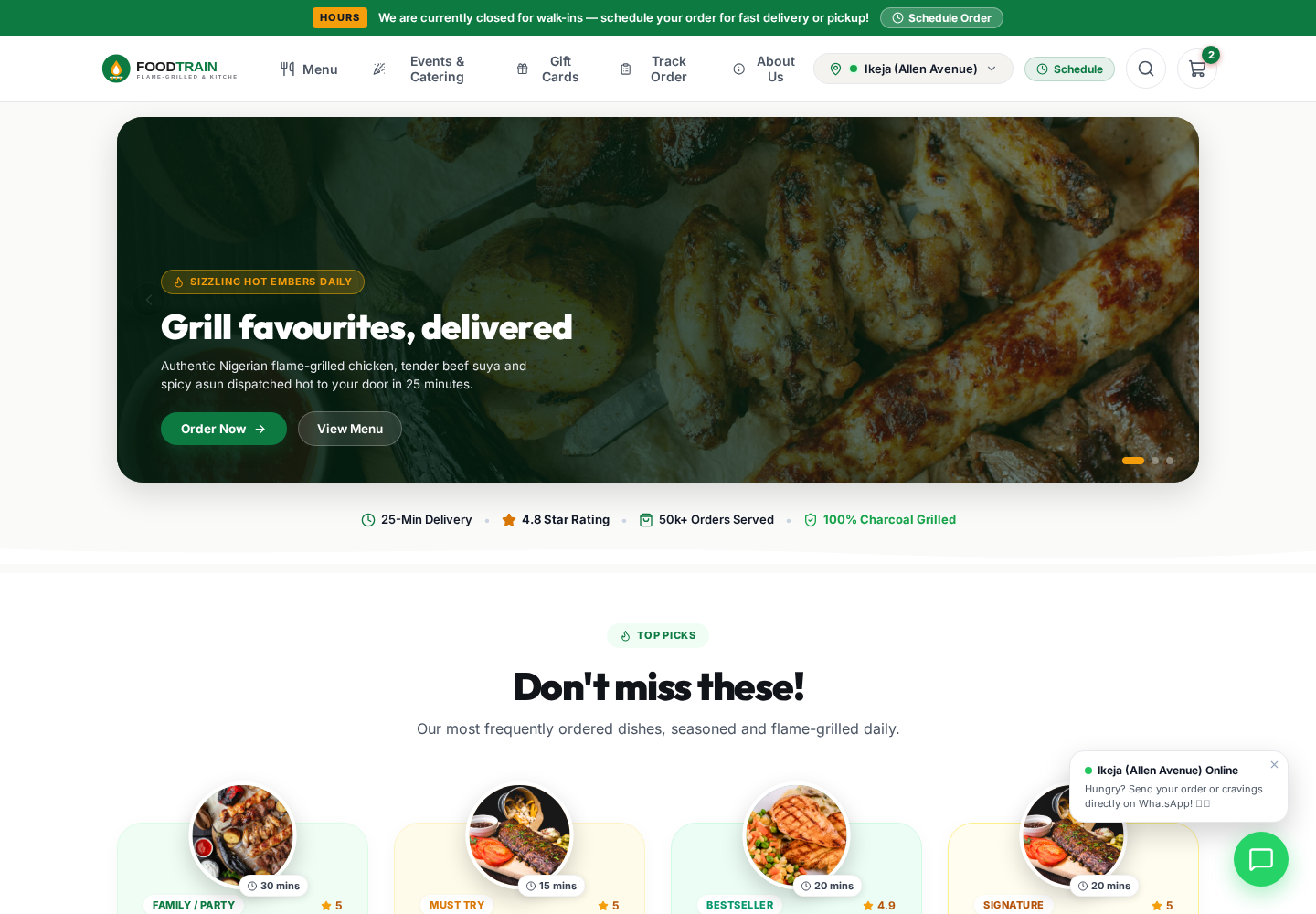 FoodTrain live website screenshot