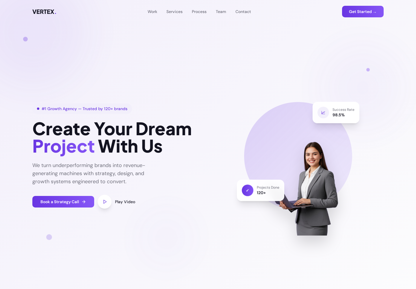 Vertex live website screenshot